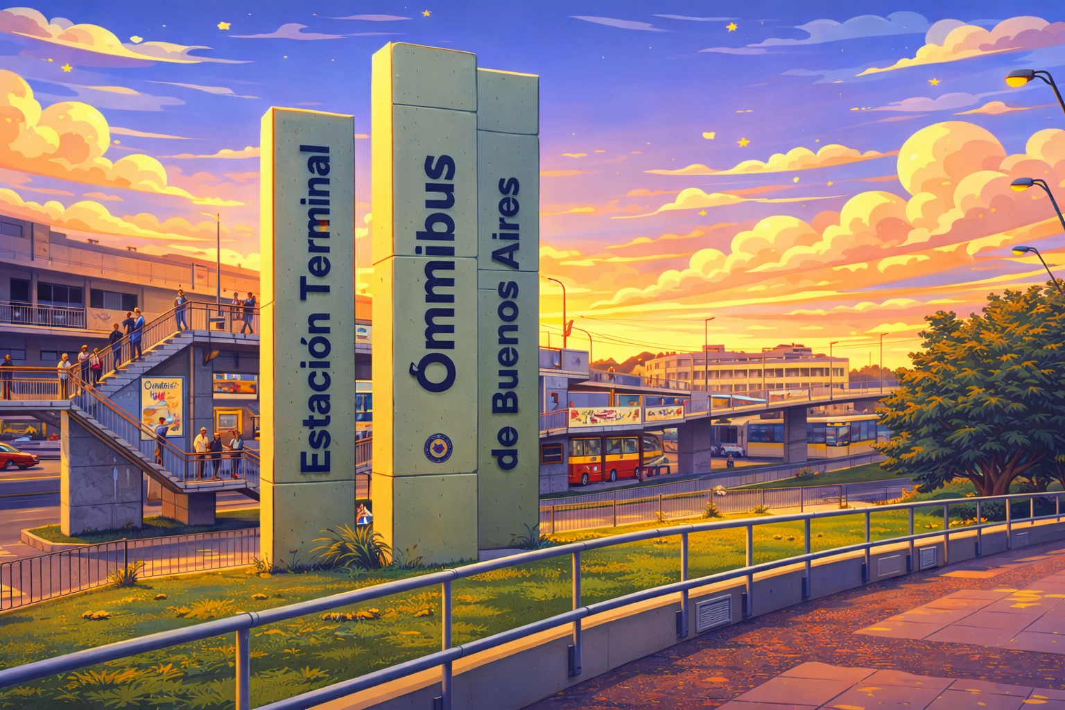 Ilustración de pasajeros por abordar en una plataforma de la terminal