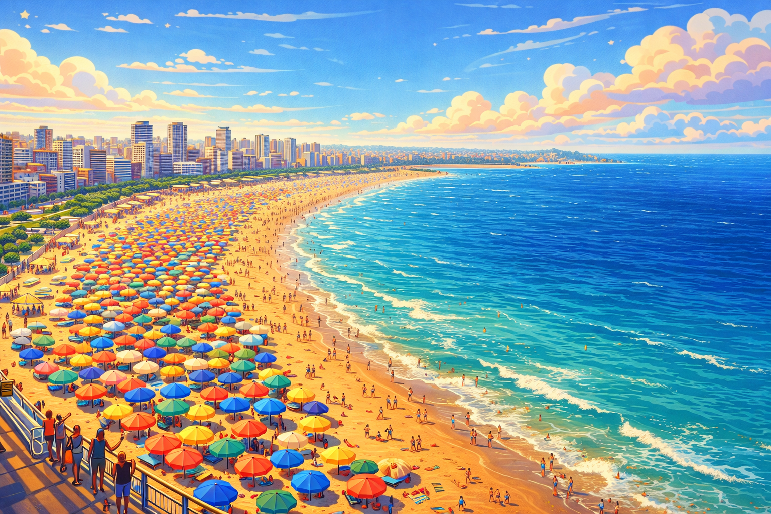 Vista de Mar del Plata, playa y costa